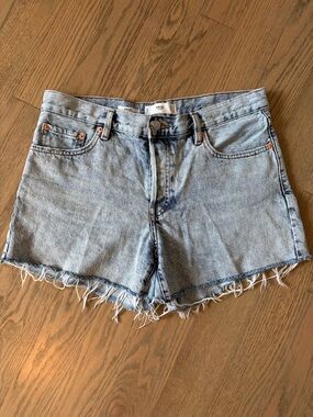 Mango “Hailey” Light Blue Distressed Denim Shorts